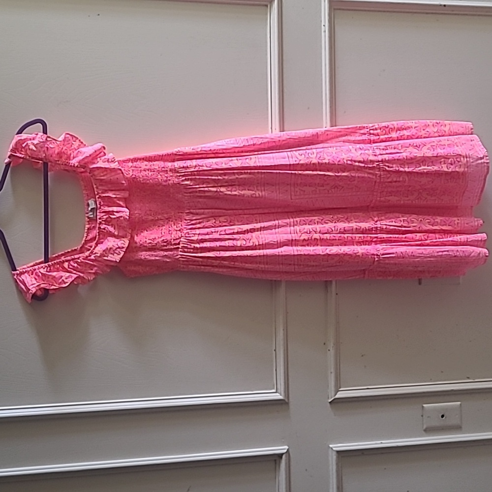 Vineyard Vines Neon Tortola Smocked Midi Dress Sz M - Picture 4 of 9